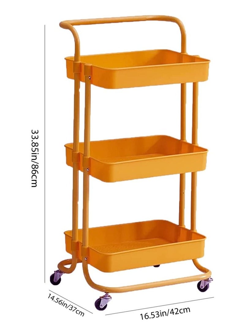 Dreamons link Storage Trolley, Kitchen Unit Storage Trolley For Kitchen Bathroom Laundry Room Rolling Cart On Wheels (Color : Orange) - Image 4