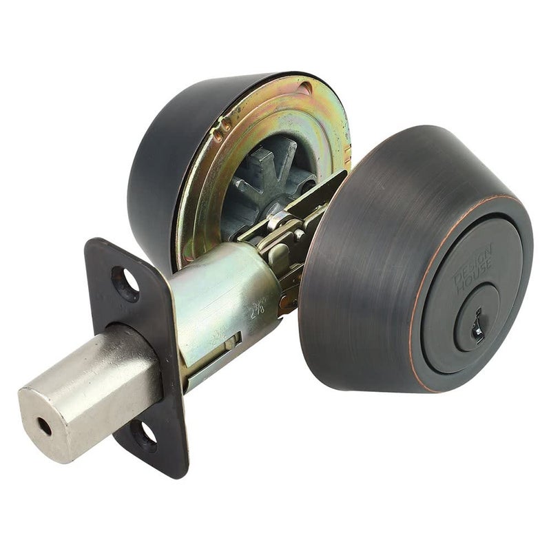 Design House Double Cylinder Deadbolt Lock Oil Rubbed Bronze Front Door Lock Fits 234 238 Backsets for 138134 Doors ANSI Grade 3 791673
