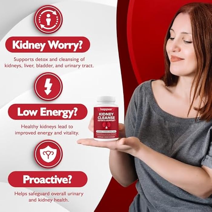 Happee Kidney Cleanse Detox & Repair Formula – Natural Kidney Support Supplement with Cranberry & 21 Herbs for Renal, Bladder, & Urinary Tract Health – Flush Toxins & Renew - 60 Capsules - Image 3