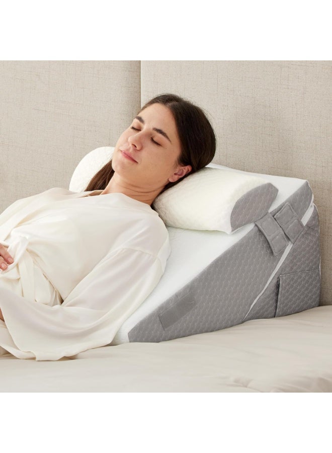 0TO1 TECH 3PCS Wedge Pillow Set, BOOM Wedge Pillow Headboard for After Surgery, Adjustable 9&12 Inch Sleeping Wedge, Acid Reflux, Orthopedic Pillow Wedge for Back Pain Relief, Gerd, Grey - Image 1