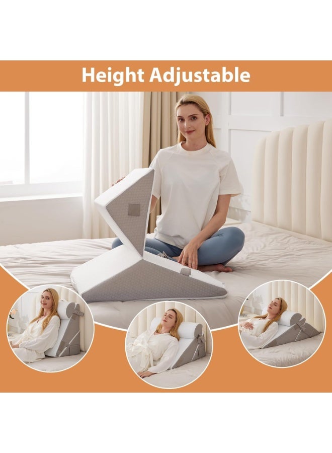 0TO1 TECH 3PCS Wedge Pillow Set, BOOM Wedge Pillow Headboard for After Surgery, Adjustable 9&12 Inch Sleeping Wedge, Acid Reflux, Orthopedic Pillow Wedge for Back Pain Relief, Gerd, Grey - Image 4