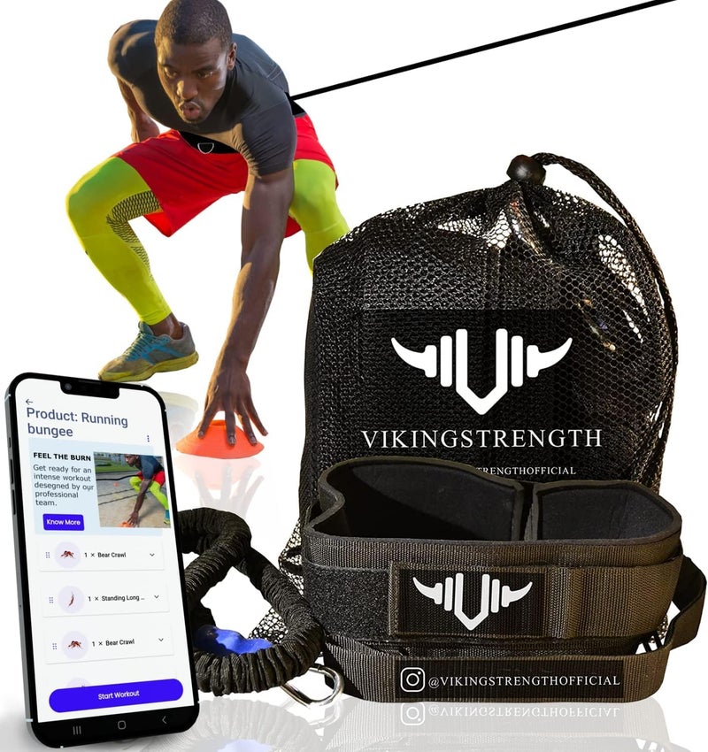 Vikingstrength - 360Â° Resistance Running Training Bungee Band (Waist) for Speed, Fitness Agility, Speed Strength â€“ Gym Equipment for Football, Basketball, Solo or Partner + V-Strength Workout App - Image 1