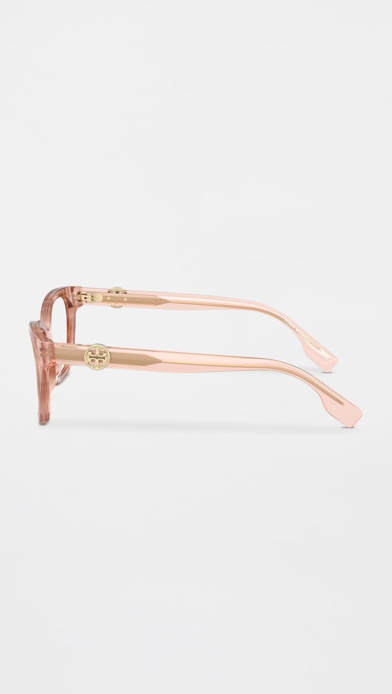 Tory Burch Women's Miller Square Eyeglasses, Pink Brown Transparent Tort, One Size - Image 3