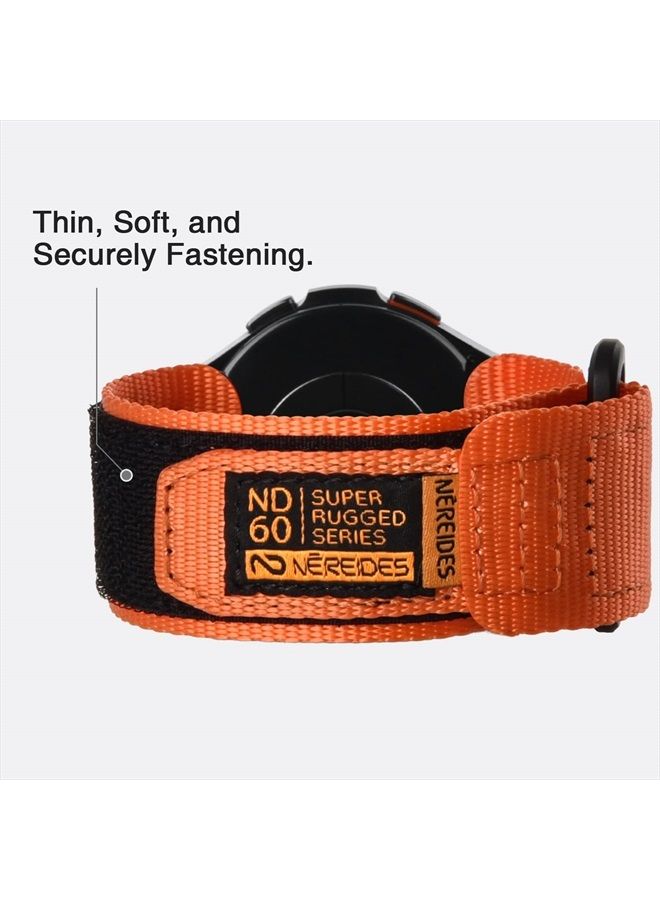 Nereides Band Compatible with Samsung Galaxy Watch 5 Pro 45mm/ Watch 4 & 5 40mm 44mm/ Watch 4 Classic 42mm 46mm, 20mm Rugged Nylon Woven Loop Sports Strap (L, Orange) - Image 4