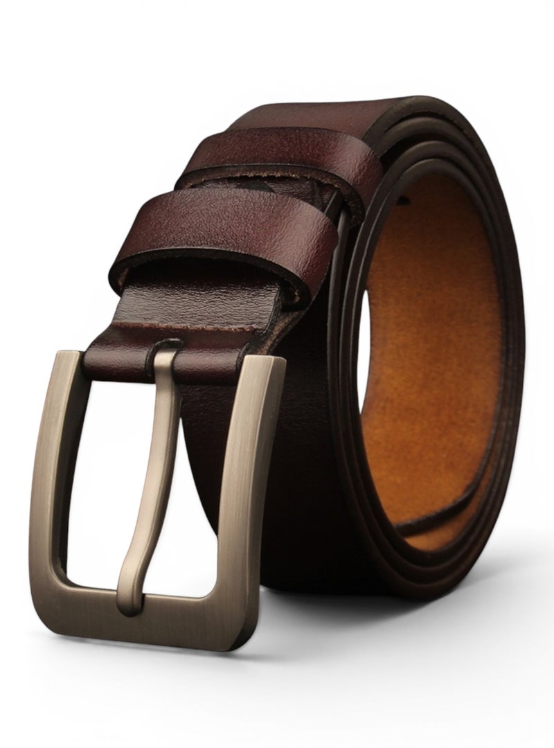 Genuine Leather Belt - Pin Buckle Extra Long - 125cm - Coffee