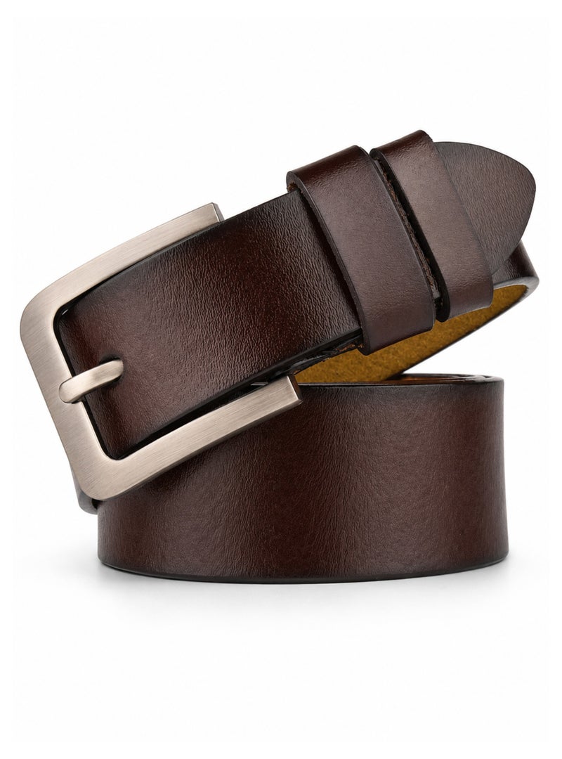HASTE Genuine Leather Belt - Pin Buckle Extra Long - 125cm - Coffee - Image 2