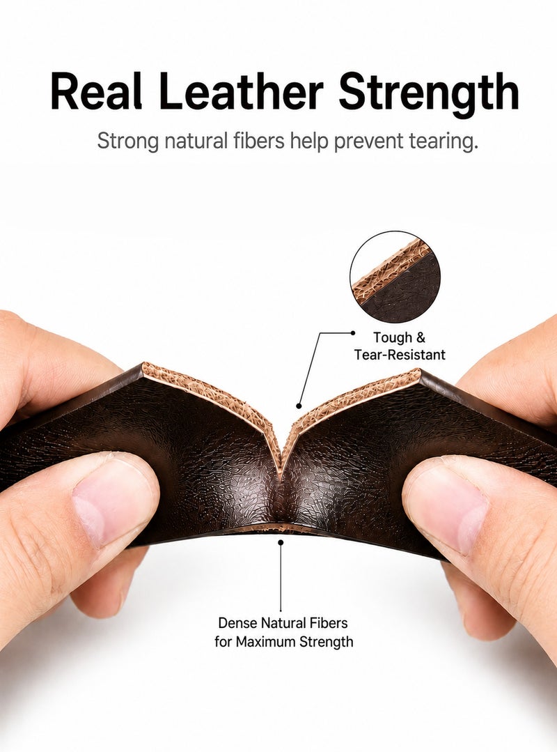 HASTE Genuine Leather Belt - Pin Buckle Extra Long - 125cm - Coffee - Image 5