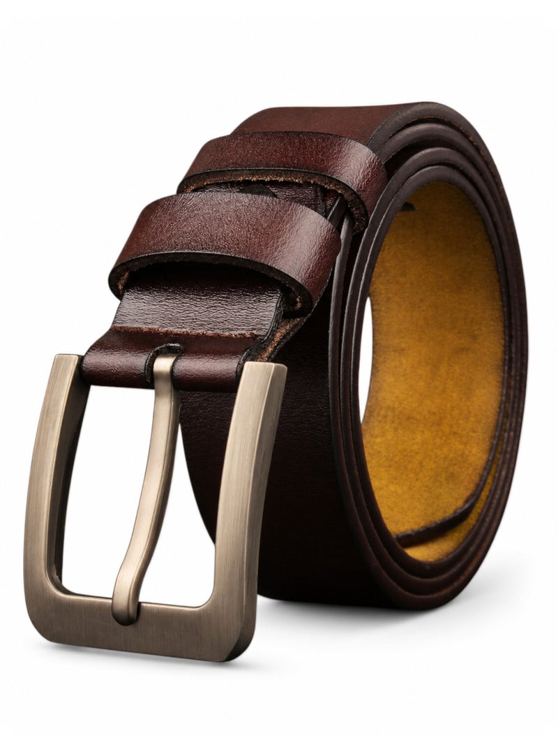 HASTE Genuine Leather Belt - Pin Buckle Extra Long - 125cm - Coffee - Image 1