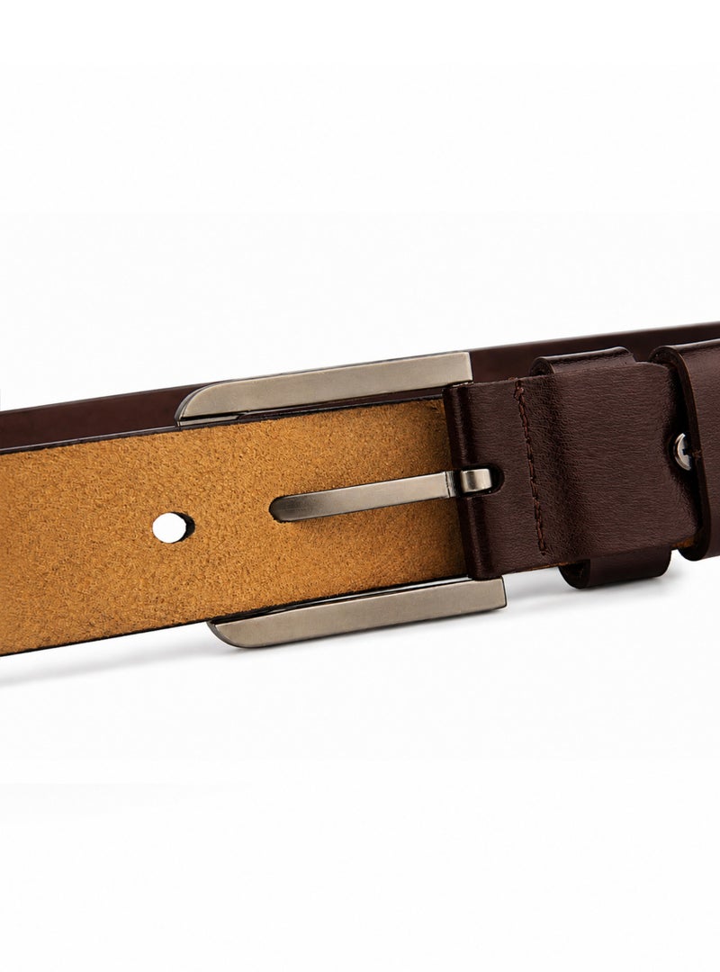 HASTE Genuine Leather Belt - Pin Buckle Extra Long - 125cm - Coffee - Image 4
