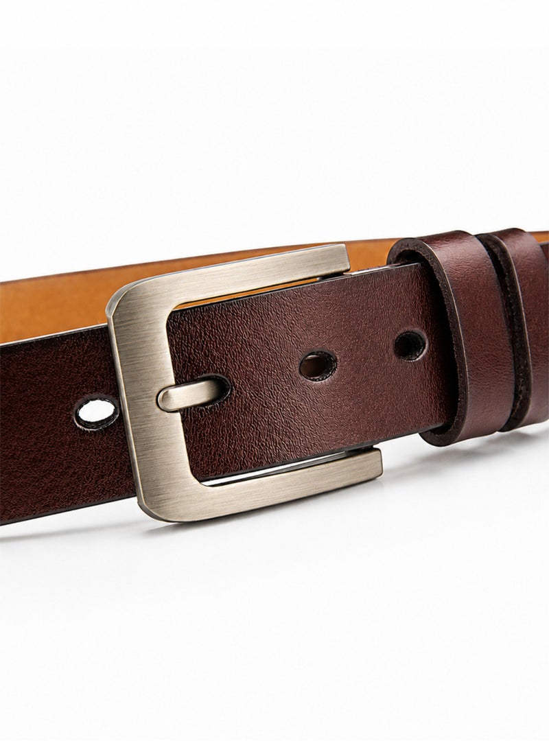 HASTE Genuine Leather Belt - Pin Buckle Extra Long - 125cm - Coffee - Image 3