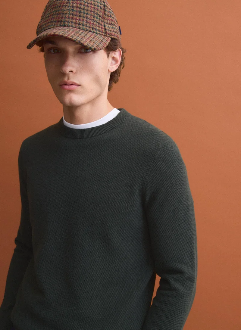 Ovs OVS Green pure cotton crew-neck jumper, regular fit