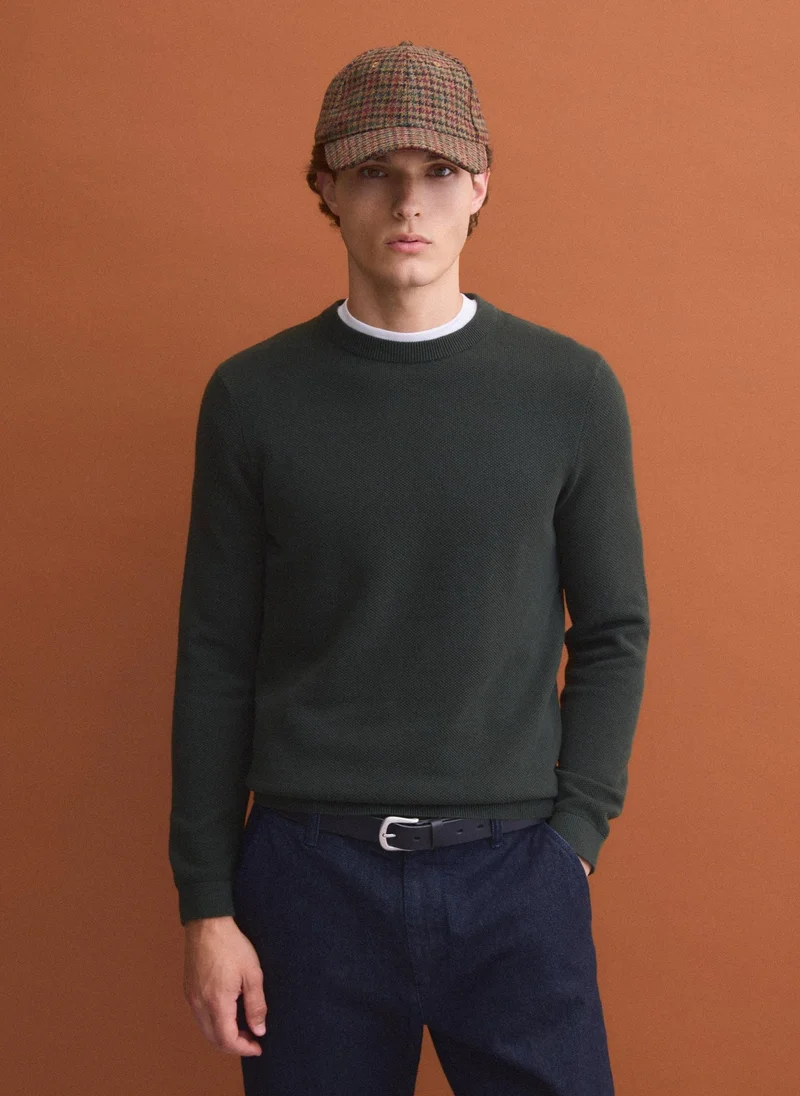 Ovs OVS Green pure cotton crew-neck jumper, regular fit