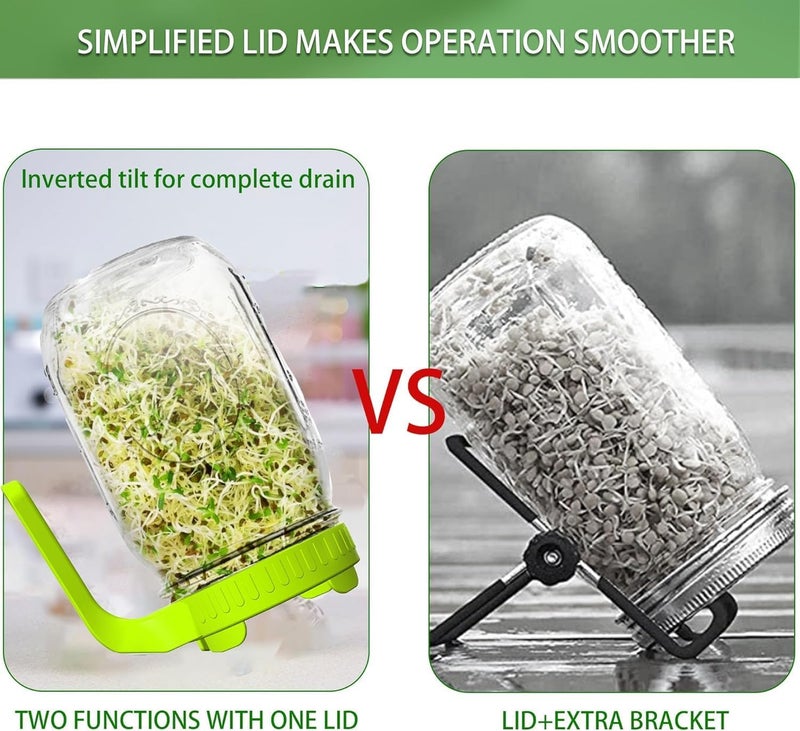 HZYH Nimbusnote Sprouting Jar Lids, Indoor Germination Kit for Wide Mouth Mason  Jars - Image 3