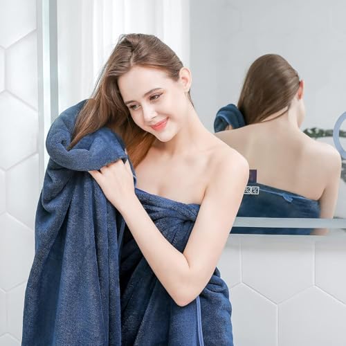 Fezora® Large Bath Towels for Men & Women | Microfiber Bath Towel | Soft, Absorbent, Quick-Dry Towel (Dark Blue-Pack of 1) - Image 2