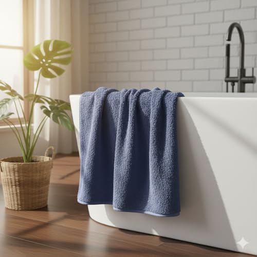 Fezora® Large Bath Towels for Men & Women | Microfiber Bath Towel | Soft, Absorbent, Quick-Dry Towel (Dark Blue-Pack of 1) - Image 5