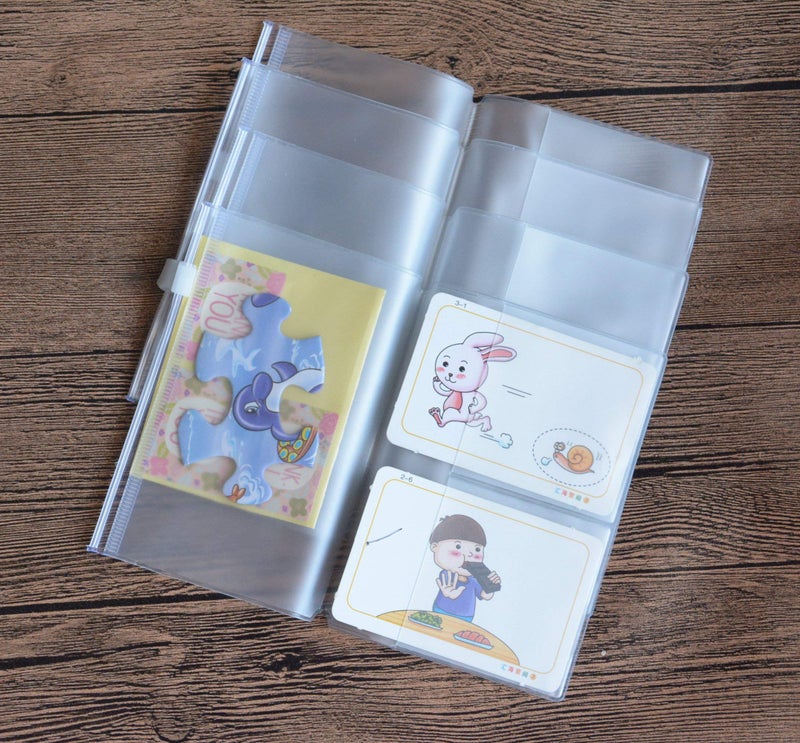 Funcoo Set of 4 Zipper Pocket Refill Pack Plastic Clear Inserts Pouch for Travelers Notebook (Passport Size) - Image 1