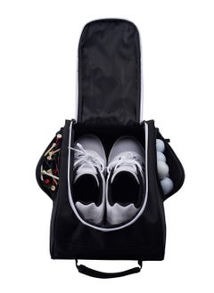 Arabest Golf Shoe Bag,Golf Shoe Carry Bag with Mesh Ventilation, Zip Shoe Bag with Vent and Outer Pocket for Socks, Clubs, etc., Black  - Image 1