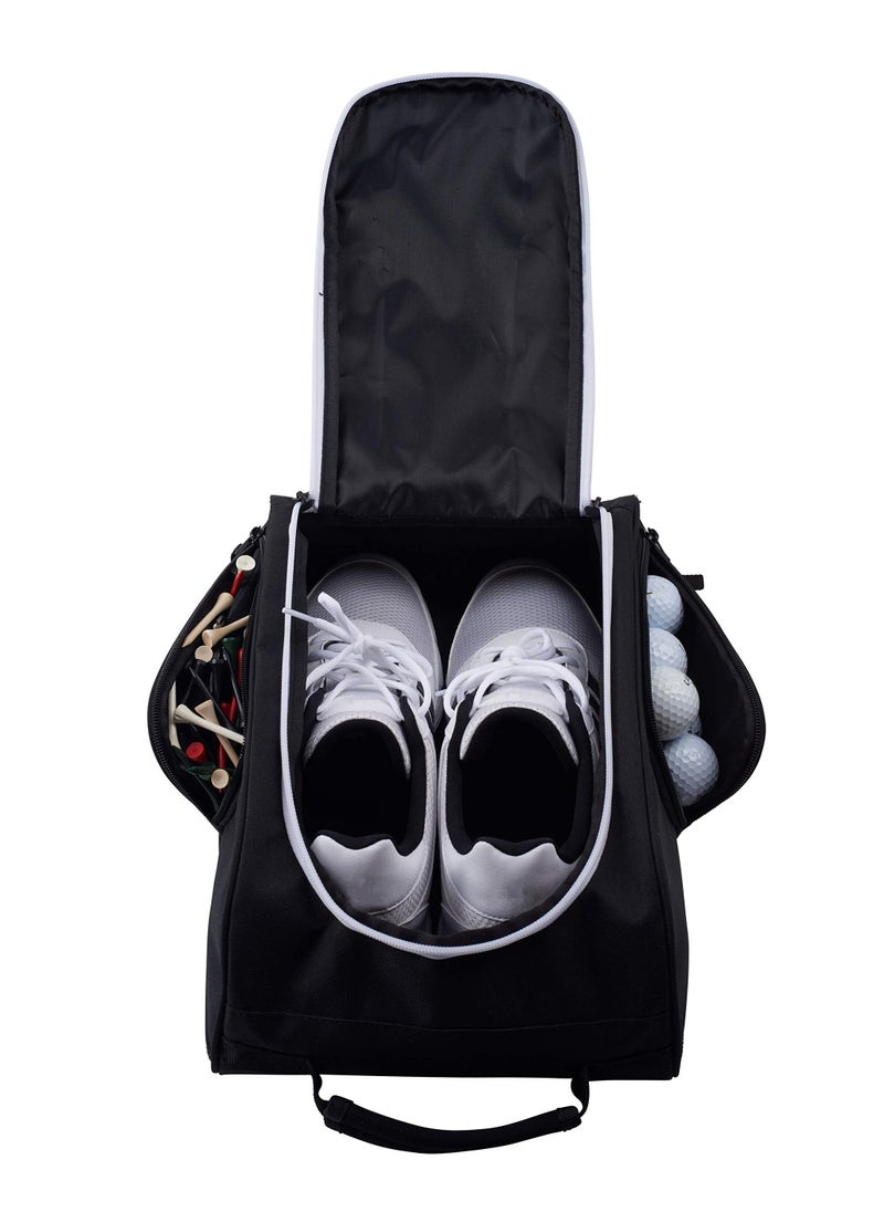 Arabest Golf Shoe Bag,Golf Shoe Carry Bag with Mesh Ventilation, Zip Shoe Bag with Vent and Outer Pocket for Socks, Clubs, etc., Black  - Image 1