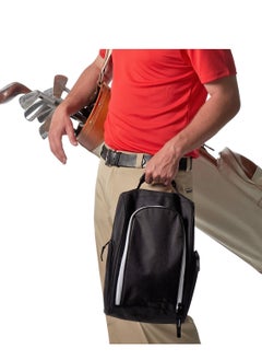 Arabest Golf Shoe Bag,Golf Shoe Carry Bag with Mesh Ventilation, Zip Shoe Bag with Vent and Outer Pocket for Socks, Clubs, etc., Black  - Image 3