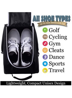 Arabest Golf Shoe Bag,Golf Shoe Carry Bag with Mesh Ventilation, Zip Shoe Bag with Vent and Outer Pocket for Socks, Clubs, etc., Black  - Image 4