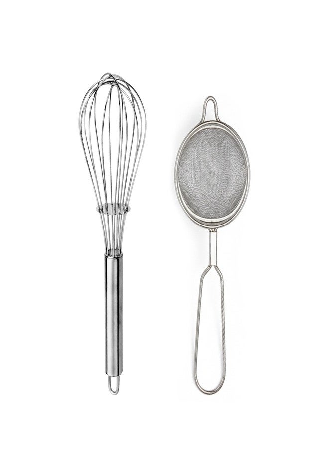 Petals Stainless Steel Whisk (25cm) + Coffee Strainer No.2 | 2-Piece Kitchen Tool Set for Mixing, Blending & Filtering | Durable & Rust-Resistant (Steel) - Image 1