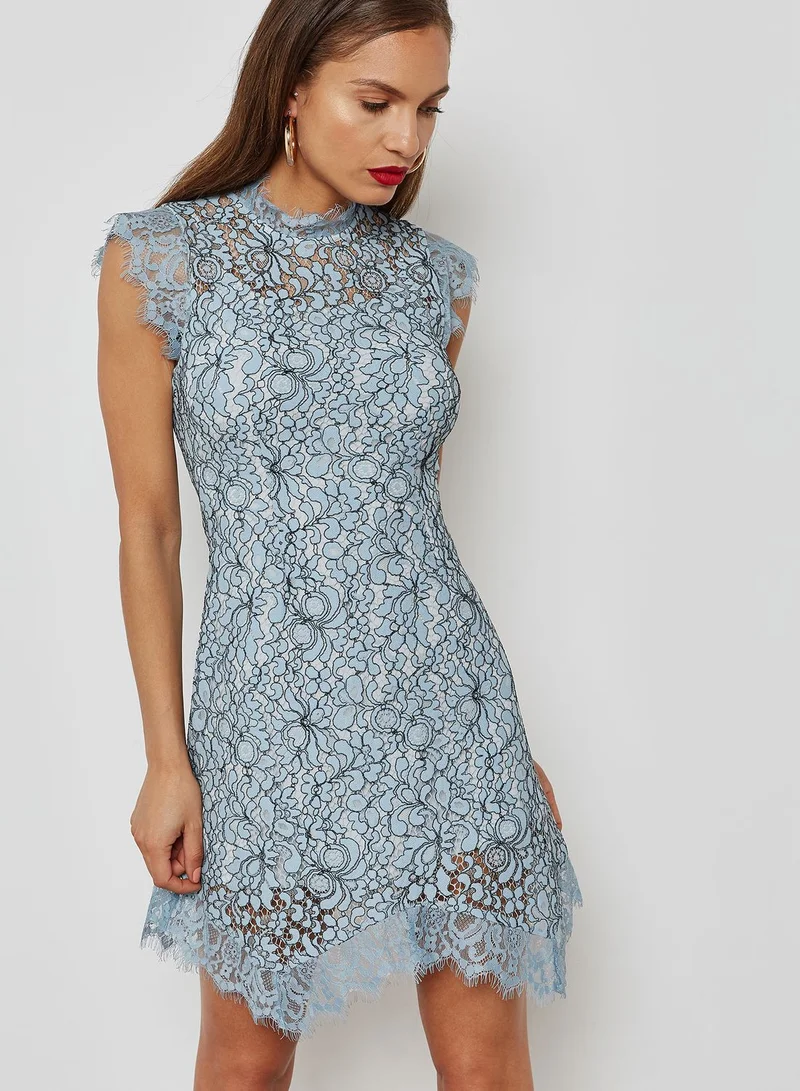 TOPSHOP High Neck Lace Skater Dress