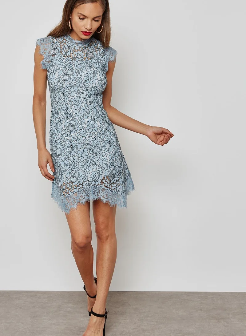 TOPSHOP High Neck Lace Skater Dress