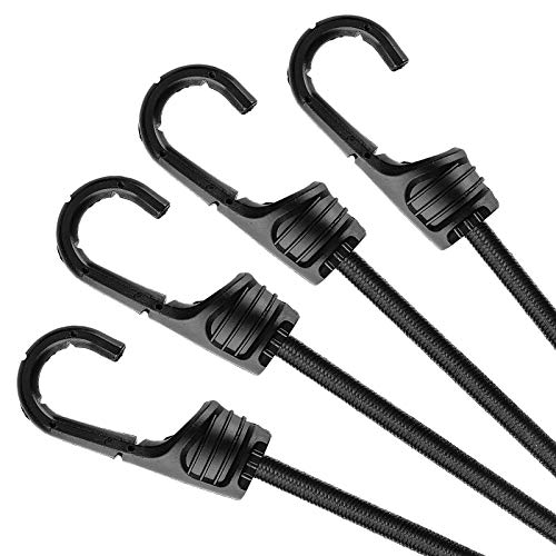 ZHOUBIN 24 Inch Black Bungee Cords with Hooks Heavy Duty, 4 Pcs - Image 1