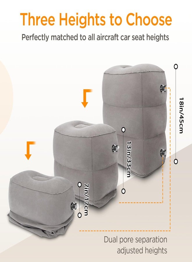 HOMCA Inflatable Travel Foot Rest Pillow(2-Pack), HOMCA Adjustable Height Leg Pillow Fast Inflating Airplane Bed for Toddlers Footrest Pillow for Office, Airplane, Train, Cars, Home (Grey) - Image 5