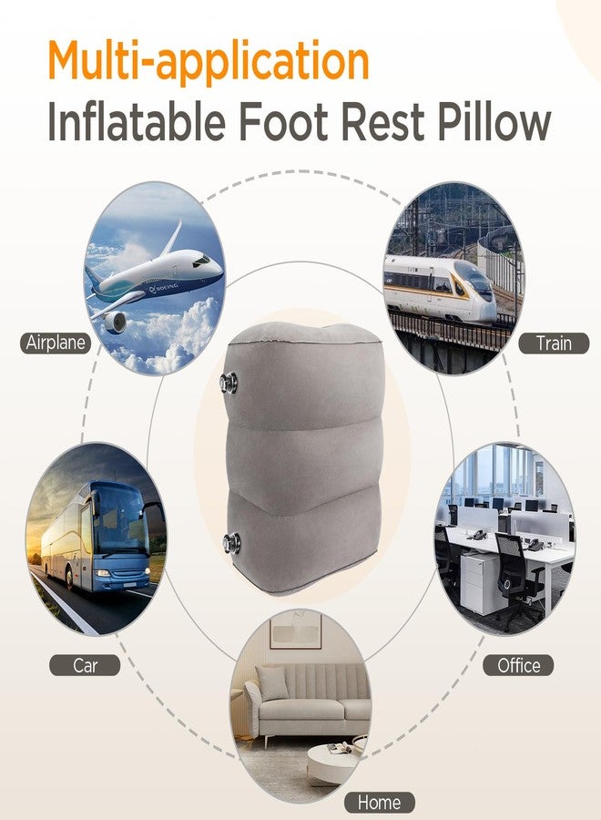 HOMCA Inflatable Travel Foot Rest Pillow(2-Pack), HOMCA Adjustable Height Leg Pillow Fast Inflating Airplane Bed for Toddlers Footrest Pillow for Office, Airplane, Train, Cars, Home (Grey) - Image 3