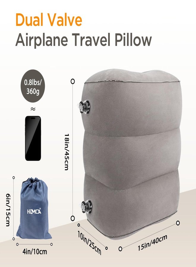 HOMCA Inflatable Travel Foot Rest Pillow(2-Pack), HOMCA Adjustable Height Leg Pillow Fast Inflating Airplane Bed for Toddlers Footrest Pillow for Office, Airplane, Train, Cars, Home (Grey) - Image 4