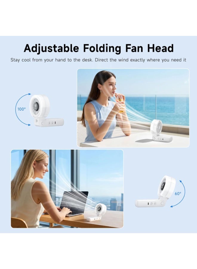 HandFan 4000mAh Handheld Turbo Misting Fan, 100-Level Adjustable Portable and Foldable Mini Electric Fan, White - Image 5