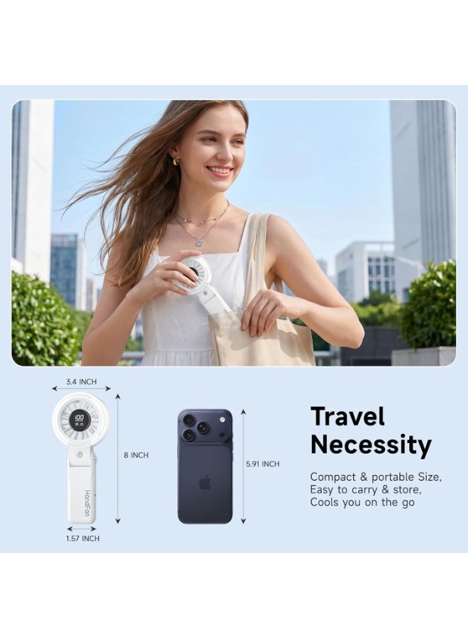 HandFan 4000mAh Handheld Turbo Misting Fan, 100-Level Adjustable Portable and Foldable Mini Electric Fan, White - Image 3