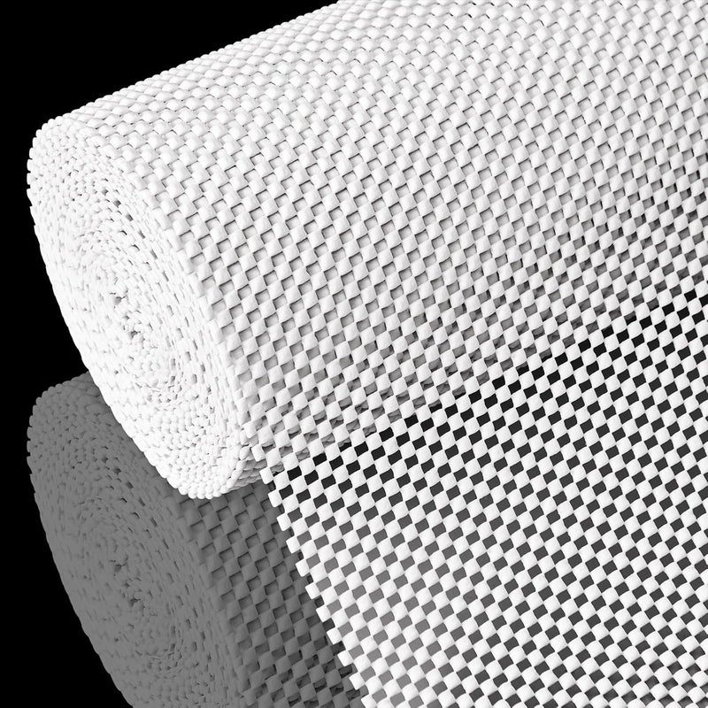 ALIUNI Shelf Liner for Kitchen Cabinet, Drawer Liners Non Slip Non Adhesive Thick Mat, Breathable Dresser Pantry Bathroom Protector, White, 24" x 120" - Image 1