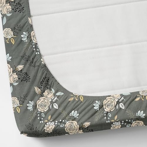 KAWI Single Floral Bedsheet Elastic Fitted Glace Cotton With 1 Pillow Cover(72"X 48"Xup To 8 Inche Mattress)-Dark Graycolour,Small Single, 200 TC - Image 2