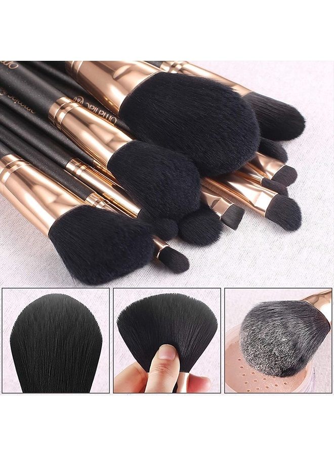OMANIAC ® Professional Makeup Brushes Set with Case (12Pcs), Pearl Flash Handles, Comfortable to Hold and Easy to Use. - Image 4