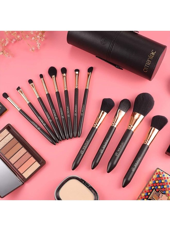 OMANIAC ® Professional Makeup Brushes Set with Case (12Pcs), Pearl Flash Handles, Comfortable to Hold and Easy to Use. - Image 2
