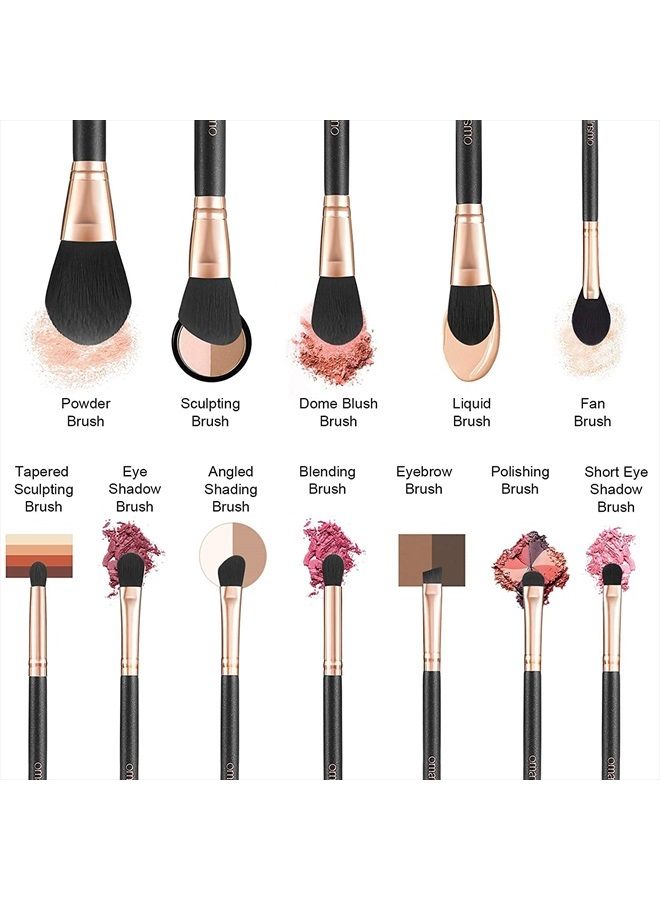 OMANIAC ® Professional Makeup Brushes Set with Case (12Pcs), Pearl Flash Handles, Comfortable to Hold and Easy to Use. - Image 5