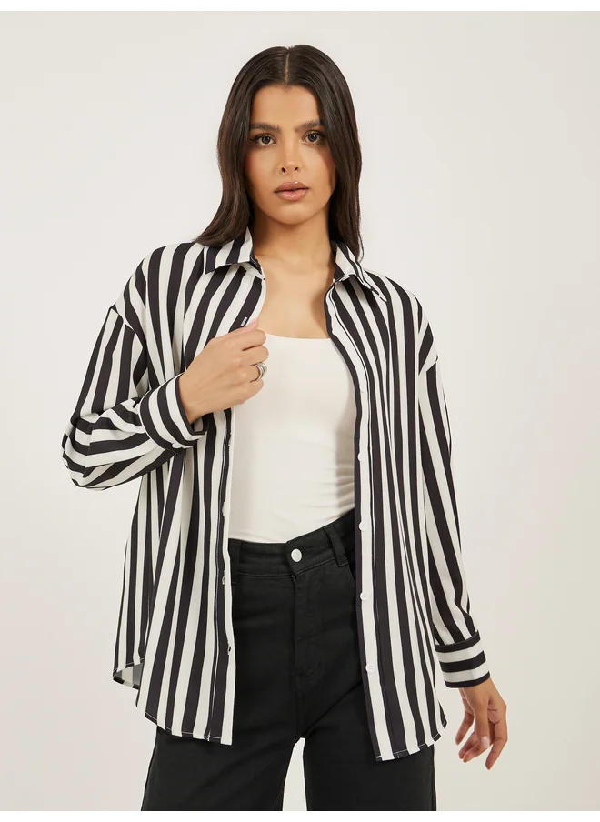 تايك تو Take Two Women Striped Long Sleeve Regular Fit Shirt
