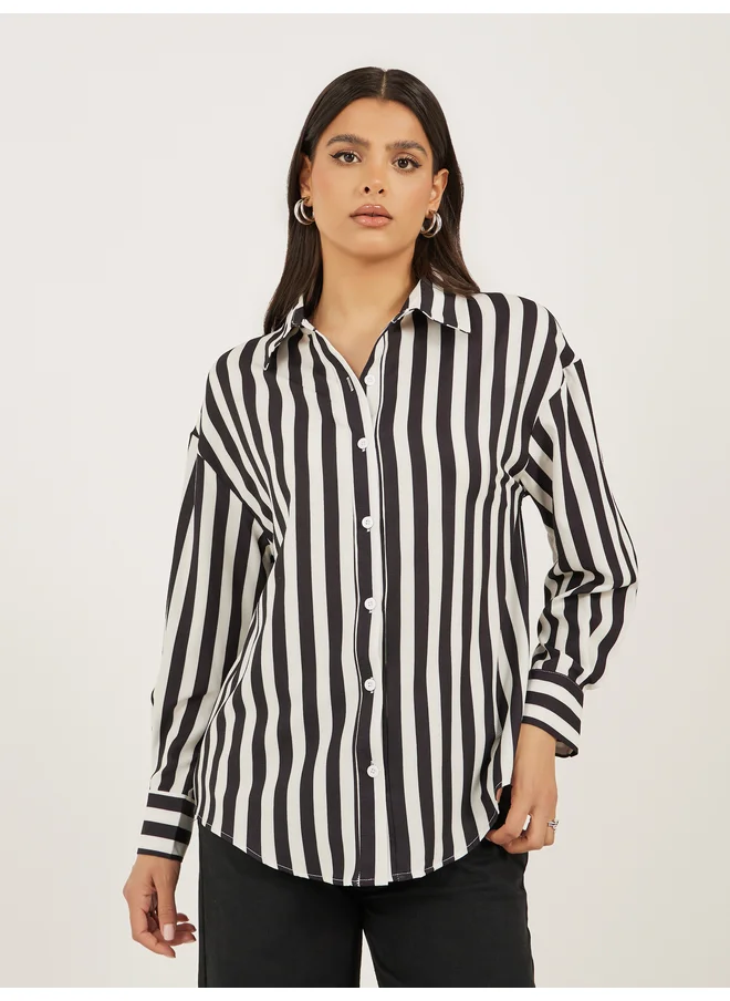 تايك تو Take Two Women Striped Long Sleeve Regular Fit Shirt