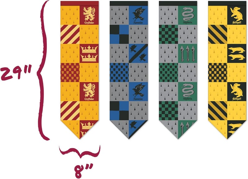 CONQUEST Journals Harry Potter Small Hogwarts House Quidditch Flags, Set of 4, Polyester, 8'' x 29'', Gryffindor, Slytherin, Ravenclaw & Hufflepuff Banners, Party and Wall Decor, Officially Licensed - Image 5