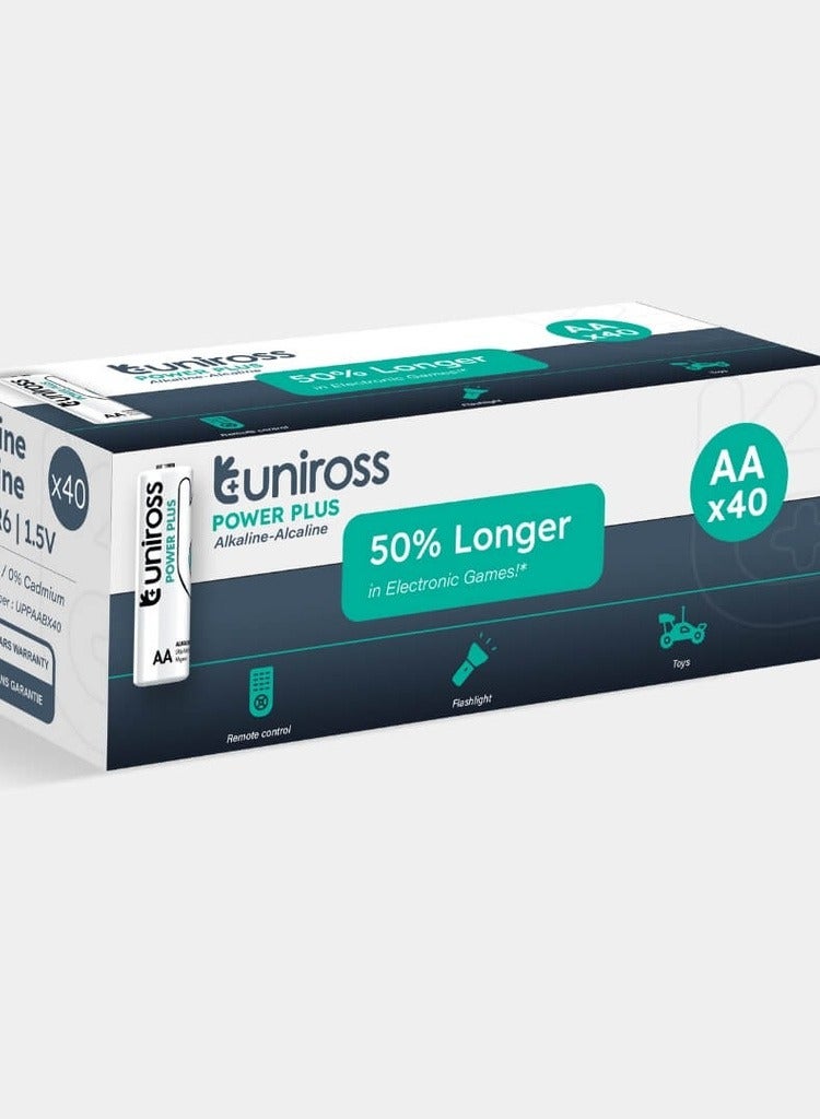 Uniross LR6 AA Power Plus Alkaline AA Battery (Box 40)