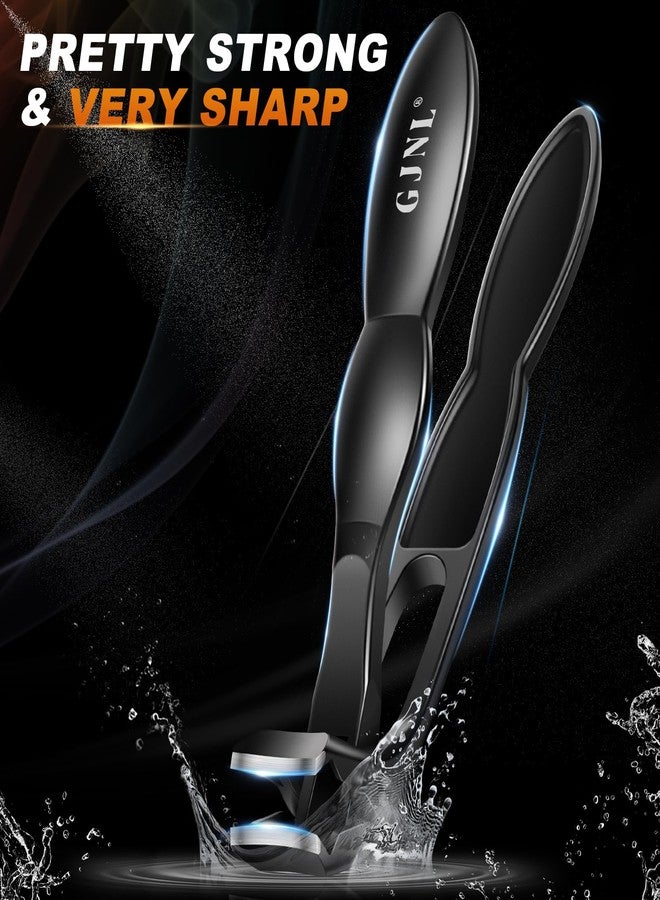 GJNL Toenail Clippers for Thick Toenails, Angled Head Toe Nail Clippers with Catcher, 360° Rotating Nail Clippers for Men, 37mm Wide Opening Nail Cutter for Ingrown Toenails, 5PCS Seniors Foot Repair Set - Image 2