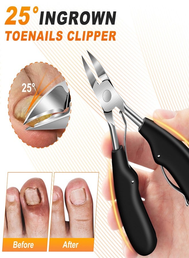 GJNL Toenail Clippers for Thick Toenails, Angled Head Toe Nail Clippers with Catcher, 360° Rotating Nail Clippers for Men, 37mm Wide Opening Nail Cutter for Ingrown Toenails, 5PCS Seniors Foot Repair Set - Image 4