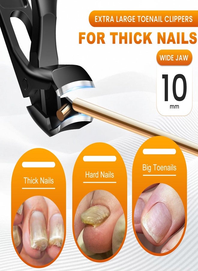 GJNL Toenail Clippers for Thick Toenails, Angled Head Toe Nail Clippers with Catcher, 360° Rotating Nail Clippers for Men, 37mm Wide Opening Nail Cutter for Ingrown Toenails, 5PCS Seniors Foot Repair Set - Image 5