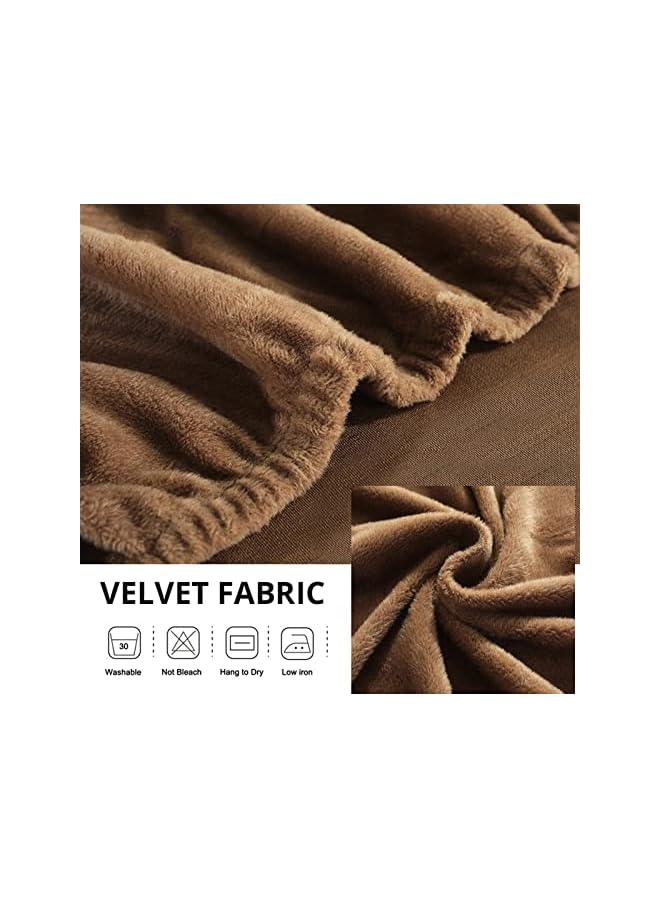 The Bros Velvet Sofa Slipcover High Stretch Plush Couch Covers Luxury Thick Soft Sofa Cover Washable Furniture Protector,Couch Covers For Dogs,Pets,Kids,Beige,3-Seater(190-230cm/75-91inch) - Image 3