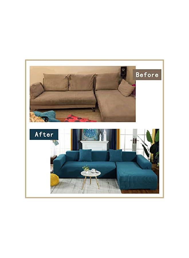 The Bros Velvet Sofa Slipcover High Stretch Plush Couch Covers Luxury Thick Soft Sofa Cover Washable Furniture Protector,Couch Covers For Dogs,Pets,Kids,Beige,3-Seater(190-230cm/75-91inch) - Image 4