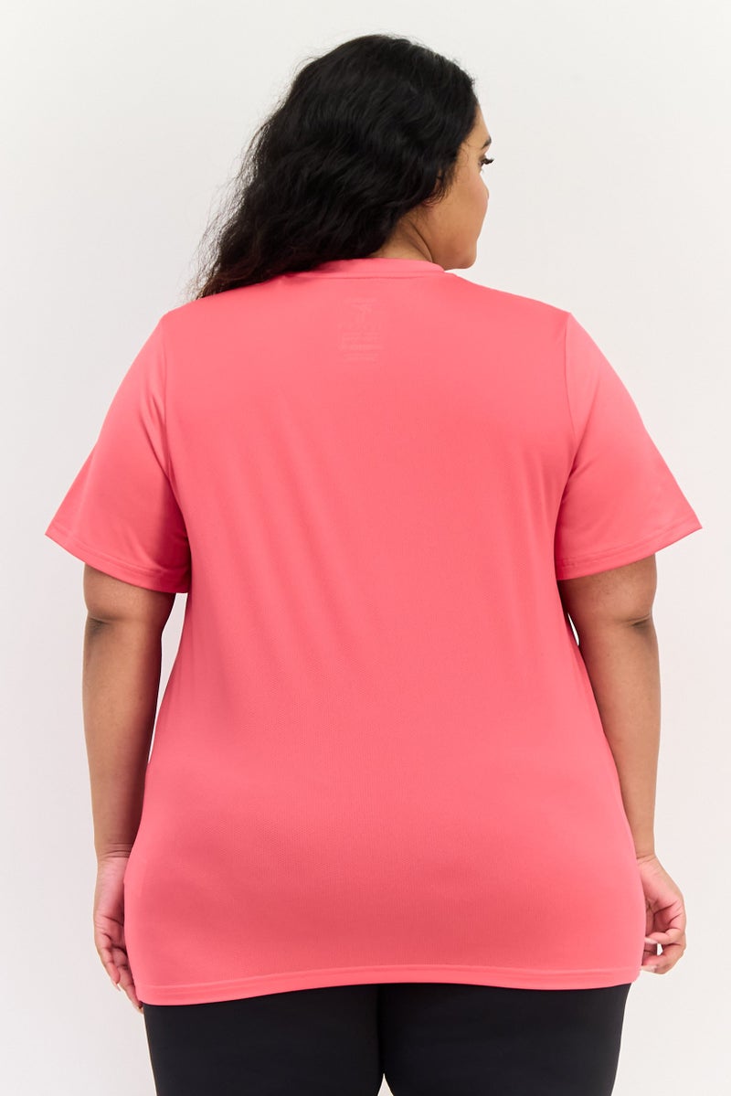 Reebok Women Plus Size Short Sleeve Training Speedwick T-Shirt, Bold Pink - Image 3