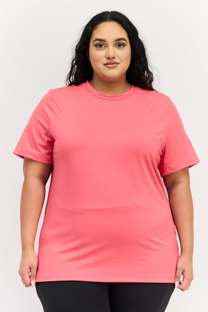 Reebok Women Plus Size Short Sleeve Training Speedwick T-Shirt, Bold Pink - Image 1