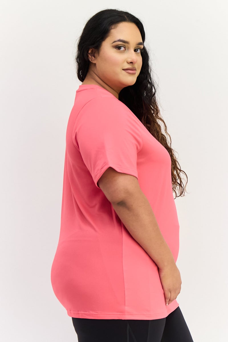 Reebok Women Plus Size Short Sleeve Training Speedwick T-Shirt, Bold Pink - Image 2